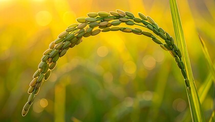 黄金色の陽光に照らされた稲穂／Rice ears illuminated by golden sunlight generative ai