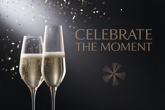 Celebrate special occasions with champagne and golden confetti for a truly memorable and elegant event, cheers to new beginnings and happy moments