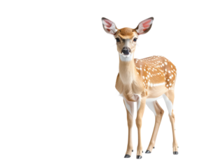 Young spotted deer standing on a black background isolated on black background isolated on white background isolated on transparent background