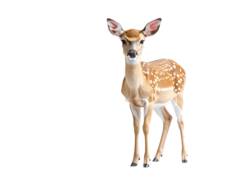 Young spotted deer standing on a black background isolated on black background isolated on white background isolated on transparent background