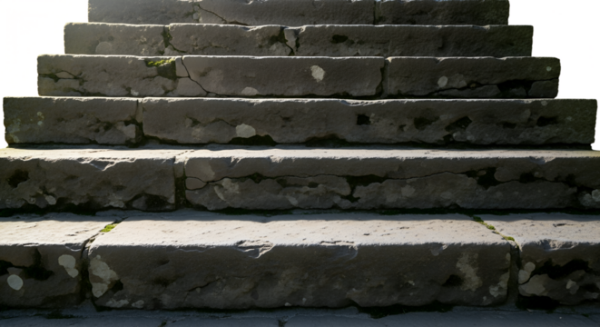 Close-up of textured stone staircase steps in natural light  