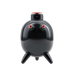 Fototapeta premium Glossy black spherical container with red accents, futuristic design