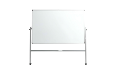 Rolling whiteboard stands isolated against a black background