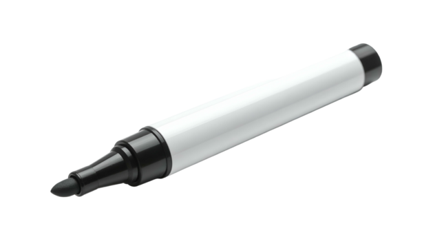 Simple white marker pen with a black tip on a dark background