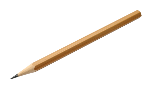 Standard unsharpened pencil with graphite tip on black background