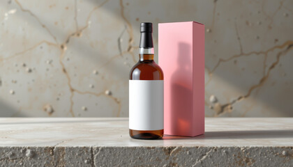 Minimalist Beauty Product with Pink Box and White Bottle