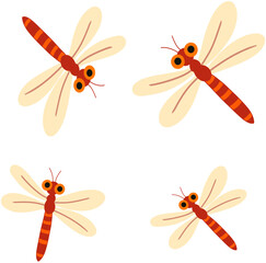 Three Colorful Dragonflies with Detailed Wings Flying Together Representing Nature and Insect Beauty