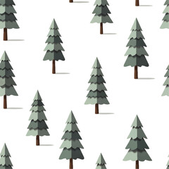 Obraz premium Green Christmas Tree Pattern on White Background, Festive Design