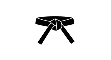Black Karate Belt Tied in a Knot Isolated.
