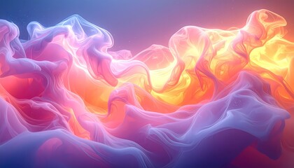 Obraz premium Vibrant Abstract Smoke Waves with Gradient Colors and Soft Lighting.