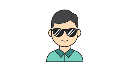 Cartoon illustration of a young man wearing sunglasses and a collared shirt.