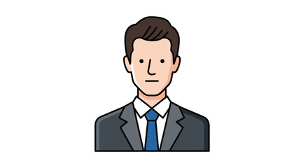 Professional Man in a Suit and Tie Business Portrait Illustration.