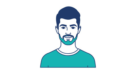 Illustrated Young Man with Beard and Short Hair Avatar.