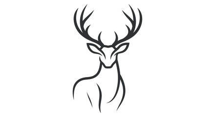 Stylized Line Art Illustration of a Majestic Stag with Antlers.