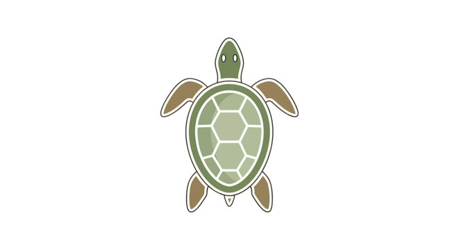 Stylized Green Sea Turtle Illustration with Geometric Shell Pattern.