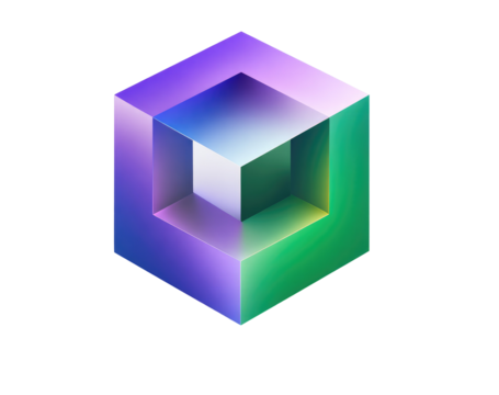 Abstract, 3D, geometric cube, vibrant color gradients, overlapping, pixelated,  illusion