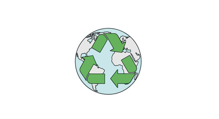 Obraz premium Green Recycle Symbol Overlaid on Earth Globe Illustration.