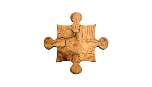 Single wood puzzle piece, detail of wood texture