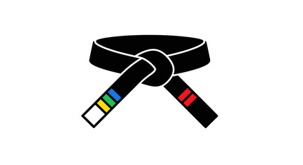 Brazilian Jiu-Jitsu Black Belt with Colorful Degree Stripes.