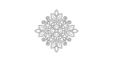 Intricate Geometric Floral Mandala Design in Outline.