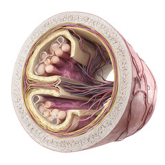 anatomical illustration of an artery in detail, png