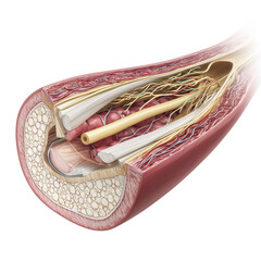 anatomical colorful llustration of an artery in detail, transparent