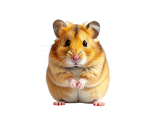 Cute syrian hamster standing on a black background isolated on white background isolated on transparent background