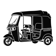 Fototapeta premium Black auto rickshaw silhouette transportation vehicle