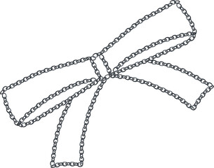 シルバーチェーンで描いたスマートリボンのイラスト素材