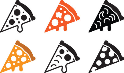Delicious Pizza Slice Icons Set for Food Related Projects and Designs