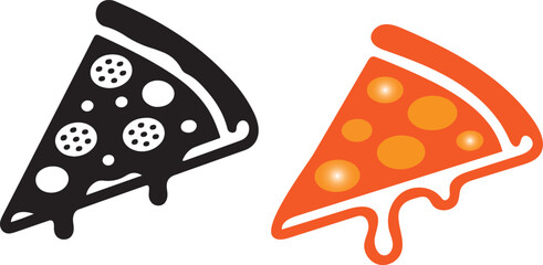 Delicious Pizza Slices in Monochrome and Orange Perfect for Food Illustrations