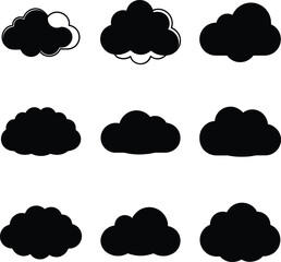 Cloud Icons Vector Set Weather and Nature Symbols Outline and Solid Mix Illustration