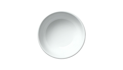 Isolated, empty white bowl with soft gradients, centered view