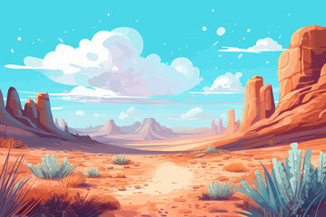 Monument Valley desert Arizona USA Vector wallpaper Southwest Landscape Illustration Travel Landmark Clipart featuring red sandstone formations Perfect for travel poster   © Evan