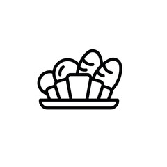 bread icon on a tray for bakery signage, menu design, recipe book, or food related social media posts.