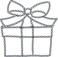 シルバーチェーンで描いたギフトボックスのイラスト素材　Adobe Illustrator Artwork