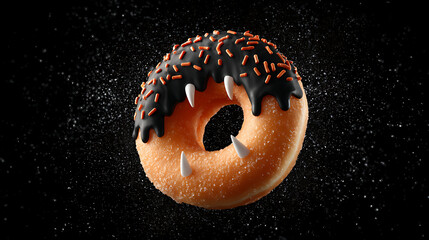 donut on a black background