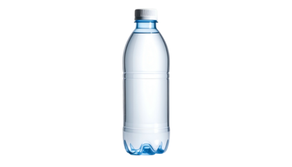 Clear plastic bottle filled with water against a black backdrop