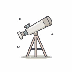 Simple Telescopic Outline Icon in Flat Style
