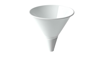 White funnel, conical shape, smooth surface