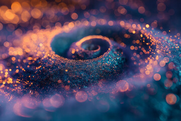 Abstract glowing spiral made of glitter, symbolizing magic and energy flow