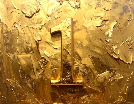 Golden number one displayed against an abstract background