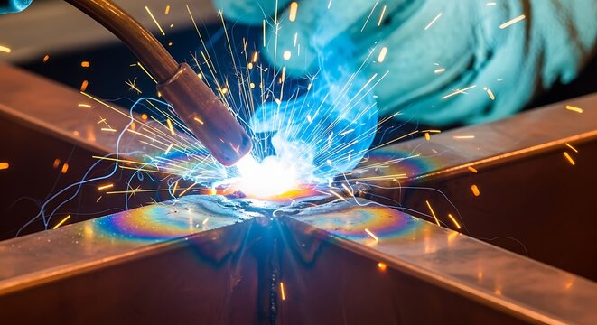 Welding Sparks - A Close-Up of Industrial Metalwork.
