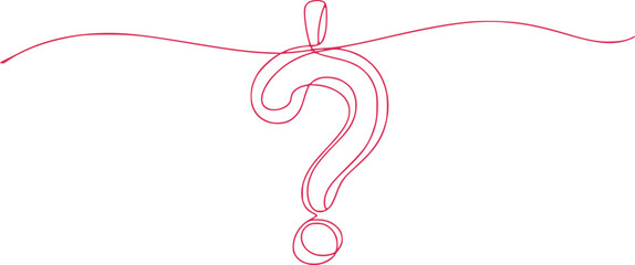 Minimalist Red Question Mark Symbol Drawn with a Single Continuous Line