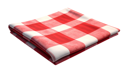 Folded red and white checkered fabric, picnic-style