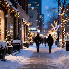 크리스마스조명이_빛나는_눈내리는_겨울밤_도심거리