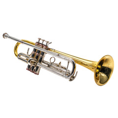 Obraz premium Polished brass trumpet, angled view