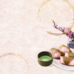 Japanese sweets, matcha, cherry blossoms,