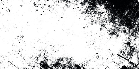 Black grunge weathered old vintage texture effect transparent white background.