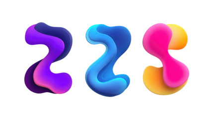 Abstract, colorful, fluid letter Zs